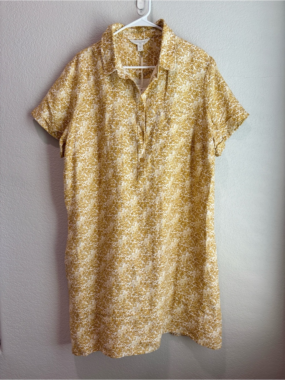NWT Garnett Hill Linen European Relaxed Popover Shirt Dress Women’s Size XL